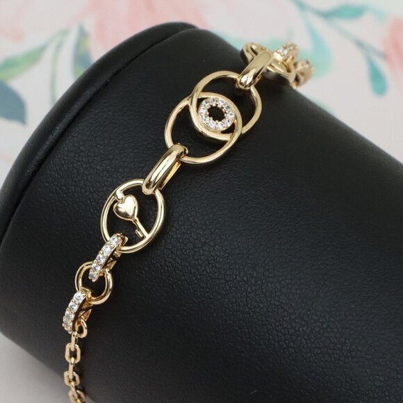 Elegant Rose Gold Bracelet with Heart and CZ Accents for Women, XPBL0628 - Picture 1 of 12